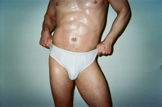 White ribbed brief